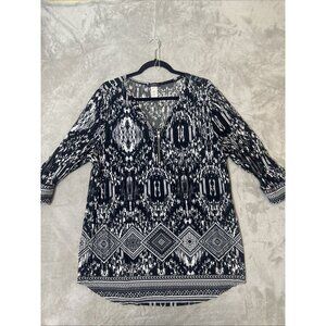 Women’s Cocomo Blouse Black White Stretchy XL